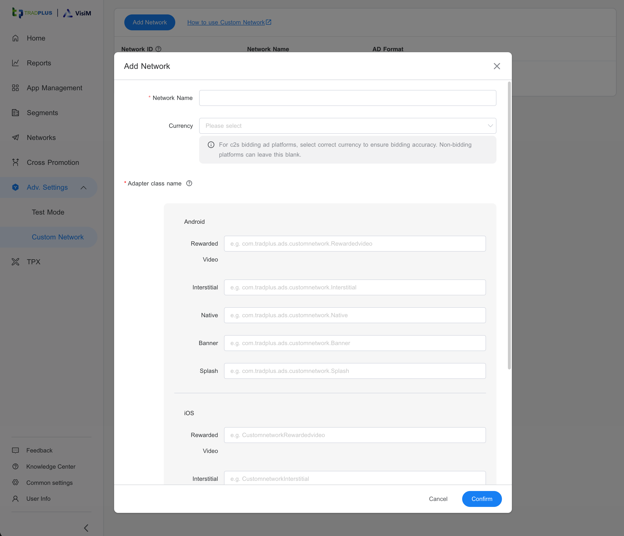 TradPlus: Add custom network