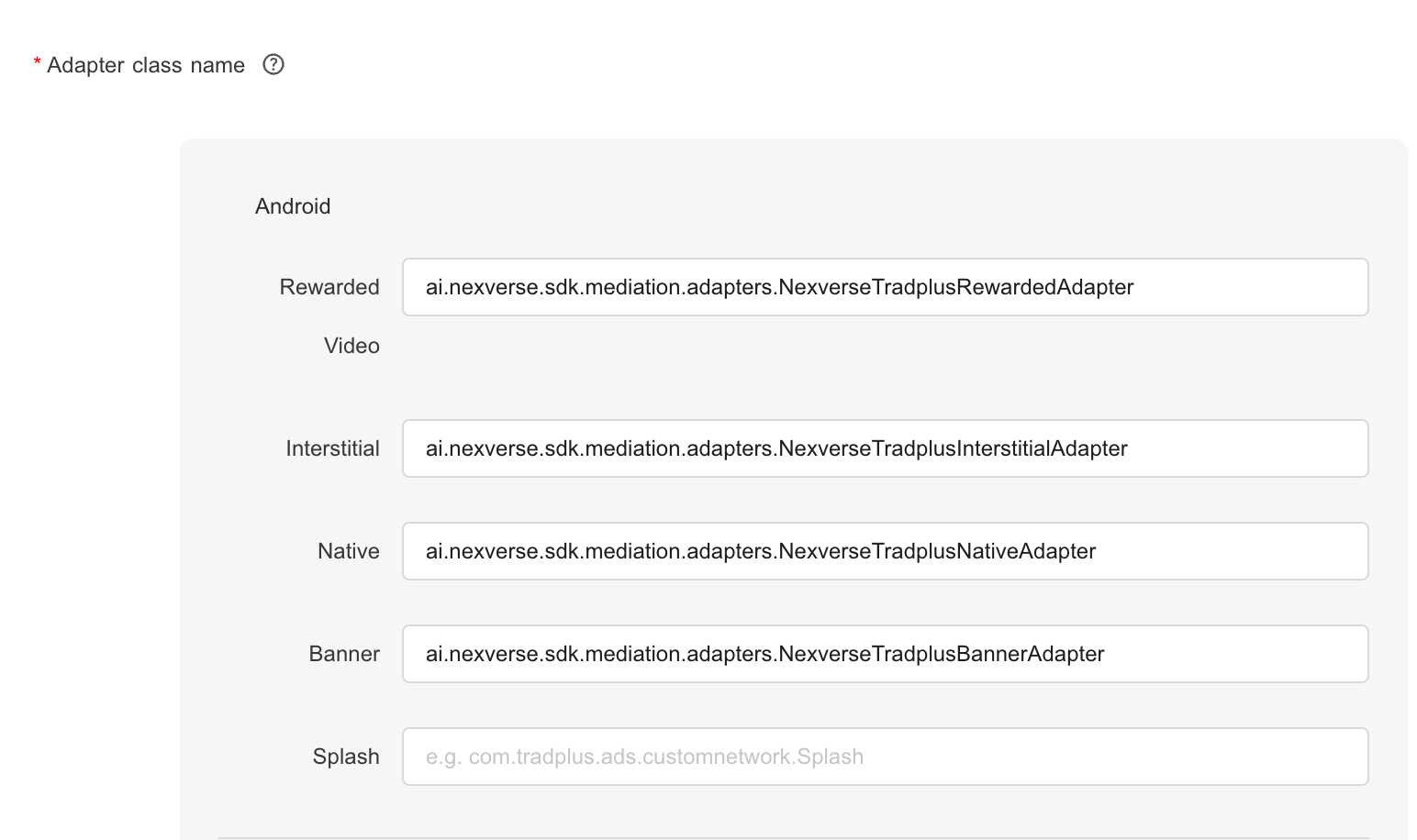 TradPlus custom network classes
